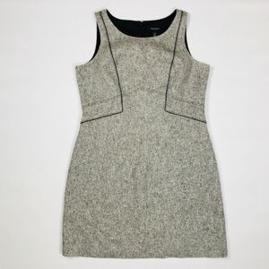 New WHBM Mod Tweed Sheath Shift Dress Black Gray